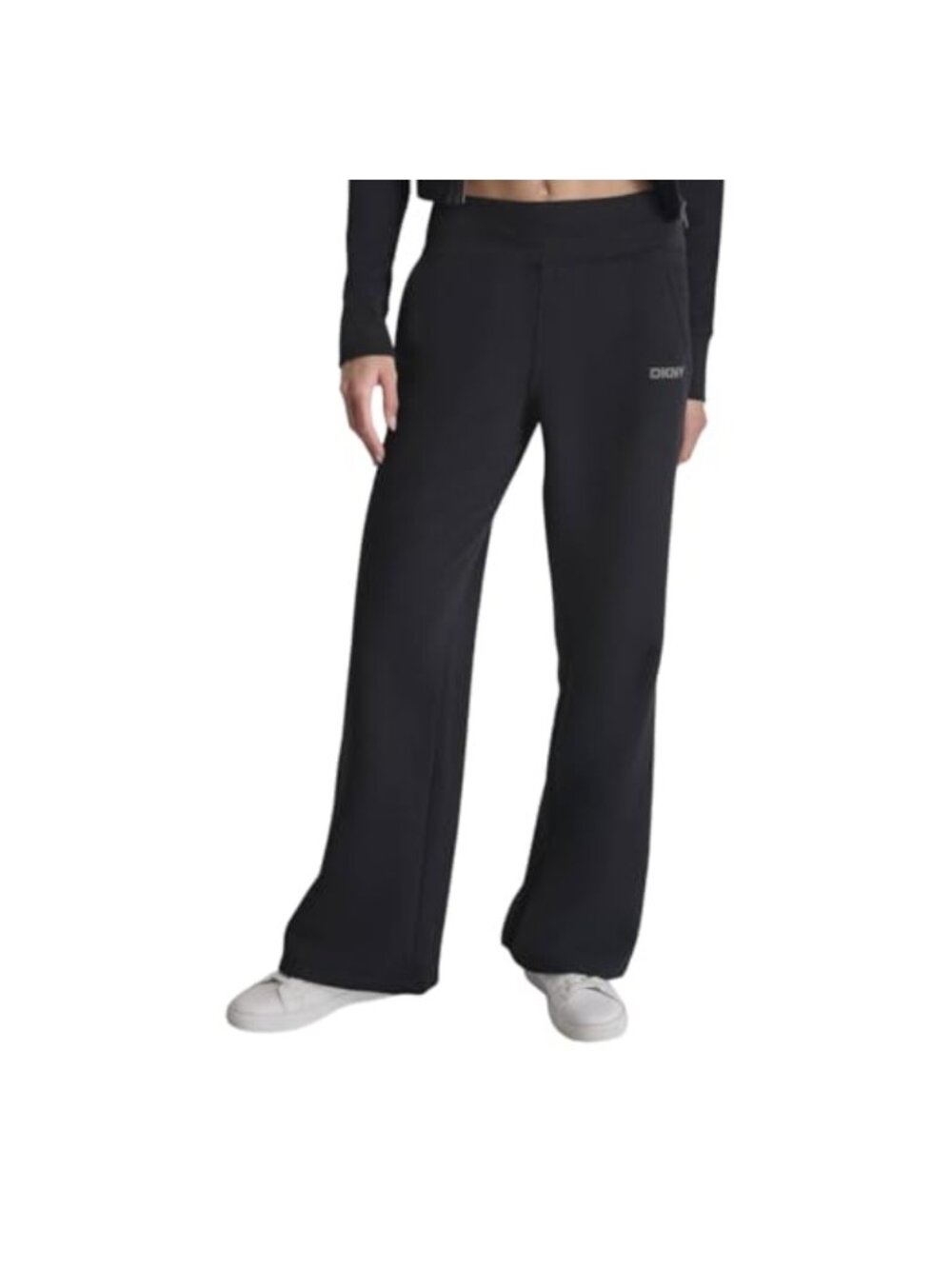 Wide Leg Fleece Sweatpants High Rise Studded Mini Logo Pull On